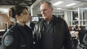 ROOKIE BLUE - "To Serve or Protect" - After stumbling on gruesome evidence that Andy's ex-cop father may have committed a murder during a drunken blackout, Andy and Swarek furiously search for proof of his innocence. Meanwhile, Chris and Dov show they're not superhero crime fighters when a masked vigilante dressed like a caped crusader robs their squad car and the unintentional consequences help a drug dealer, on "Rookie Blue," THURSDAY, SEPTEMBER 2 (9:00-10:00 p.m., ET) on the ABC Television Network. (ABC/ANNABEL REYES) MISSY PEREGRYM, PETER MACNEILL