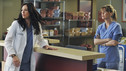 GREY'S ANATOMY - "P.Y.T. (Pretty Young Thing)" - Thatcher Grey, Meredith and Lexie's father, returns to Seattle Grace with stomach pains and a new, twenty-something tattooed girlfriend, Danielle. Meanwhile, Alex clashes with the new OB, Dr. Lucy Fields, over a patient and Mark places Jackson on his service in exchange for information on Lexie, on "Grey's Anatomy," THURSDAY, FEBRUARY 10 (9:00-10:01 p.m., ET) on the ABC Television Network. (ABC/ERIC MCCANDLESS) CHYLER LEIGH, ELLEN POMPEO