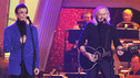 DANCING WITH THE STARS THE RESULTS SHOW - "Episode 909A" - With over 200 million records sold worldwide, Barry Gibb and Robin Gibb from the legendary Bee Gees took to the "Dancing with the Stars" stage with their hit, "You Should Be Dancing," to celebrate their 50th Anniversary and the release of their new hits collection, "The Ultimate Bee Gees." Professional dancers Cheryl Burke, Tony Dovolani, Chelsie Hightower and Artem Chigvintsev accompanied them, in addition to season 8 favorite Melissa Rycroft, on "Dancing with the Stars the Results Show," TUESDAY, NOVEMBER 17 (9:00-10:01 p.m., ET), on the ABC Television Network. (ABC/ADAM LARKEY) 