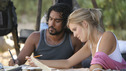 LOST - "Whatever the Case May Be" - Jack, Kate and Sawyer fight over possession of a newly discovered locked metal briefcase which might contain insights into Kate's mysterious past. Meanwhile, Sayid asks a reluctant Shannon to translate notes he took from the French woman, a rising tide threatens to engulf the fuselage and the entire beach encampment, and Rose and a grieving Charlie tentatively bond over Claire's baffling disappearance, on "Lost," WEDNESDAY, JANUARY 5 (8:00-9:00 p.m., ET), on the ABC Television Network.  (ABC/MARIO PEREZ) NAVEEN ANDREWS, MAGGIE GRACE