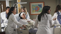 GREY'S ANATOMY - "It's a Long Way Back" - Everyone pulls together to help Callie and baby Sofia on their painstaking journeys to recovery in hopes of allowing mother and baby to finally meet; the sudden death of a clinical trial patient has Derek proceeding with more caution while Meredith makes a calculated and risky move; Alex treats a cranky old rich woman dying of cancer and gets an idea for a grandiose endeavor that is sure to get him the Chief Resident spot; and Teddy is pleasantly surprised by the return of a familiar face, on "Grey's Anatomy," THURSDAY, APRIL 28 (9:00-10:01 p.m., ET) on the ABC Television Network. (ABC/ADAM LARKEY) JUSTIN CHAMBERS, SANDRA OH, ELLEN POMPEO, SARA RAMIREZ, CHYLER LEIGH