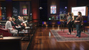 SHARK TANK - "Episode 208" -- A woman from Yardley, Pennsylvania could help cat lovers everywhere if the Sharks invest in her toilet training kit for cats, and the Sharks fight each other for a piece of a multi-million dollar company owned by a pharmacist from Palm Beach Gardens, Florida, who has invented a shoe with interchangeable tops. Also in this episode, an entrepreneur from Chicago is hoping to reposition her once successful designer line of maternity t-shirts; and an artist originally from Mexico City (now living in Chicago) and eager to make his American dream come true hopes the Sharks will want to invest in his line of extravagant yet affordable jewelry. In addition there will be a follow up from Season 1 on the father and son team behind Voyage Air Guitar and what happened to their business after turning down the Sharks' $1 million dollar offer, on the Season Finale of "Shark Tank," FRIDAY, MAY 13 (8:00-9:00 p.m., ET) on the ABC Television Network. (ABC/ADAM TAYLOR) KEVIN HARRINGTON, DAYMOND JOHN, KEVIN O'LEARY, BARBARA CORCORAN, ROBERT HERJAVEC, KIM PREIS (SAMSON MARTIN)