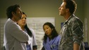 GREY'S ANATOMY - "Dream a Little Dream of Me" - Derek takes issue with some of the Army medic Owen Hunt's methods, but he can't argue with the results, on "Grey's Anatomy," THURSDAY, SEPTEMBER 25 (9:00-11:00 p.m., ET) on the ABC Television Network. (ABC/SCOTT GARFIELD) PATRICK DEMPSEY, SARA RAMIREZ, SANDRA OH, KEVIN McKIDD
