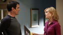 MODERN FAMILY - "Slow Down Your Neighbors" - Claire becomes a determined neighborhood vigilante hoping to catch and stop a menacing car that speeds though their streets. Meanwhile, Phil is busy trying to land an important listing with a difficult client, Jay teaches Manny how to ride a bike -- only to learn Gloria needs lessons too -- and Mitchell and Cameron stumble upon a mysterious neighbor who is quite the charmer, on "Modern Family," WEDNESDAY, JANUARY 5 (9:00-9:31 p.m., ET), on the ABC Television Network. (ABC/ADAM LARKEY) TY BURRELL, JULIE BOWEN