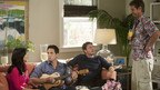 COUGAR TOWN - "Scare Easy" - Jules freaks out when things when things heat up with her boyfriend (Scott Foley guest stars as Jeff), while Laurie seeks diversion sex with an unsuspecting friend and Andy spills the beans about his big secret, on "Cougar Town," WEDNESDAY, JANUARY 13 (9:30-10:01 p.m., ET), on the ABC Television Network. (ABC/RANDY HOLMES) COURTENEY COX, JOSH HOPKINS, SCOTT FOLEY, BRIAN VAN HOLT