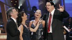 DANCING WITH THE STARS RESULTS SHOW - Episode 602A - Twelve celebrities - six men and six women -- attempted to outshine one another on a sixth season of the hit series "Dancing with the Stars." The first elimination, TUESDAY, MARCH 25 (9:00-10:00 p.m., ET) on "Dancing with the Stars the Results Show," where for the first time in the show's history, two couples' fates were determined in a dramatic double elimination: Penn Jillette and his professional partner, Kym Johnson; and Monica Seles and her professional partner, Jonathan Roberts. (ABC/KELSEY McNEAL) TOM BERGERON, SAMANTHA HARRIS, KYM JOHNSON, PENN JILLETTE