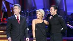 DANCING WITH THE STARS - Episode 505 - On week five of "Dancing with the Stars," airing MONDAY, OCTOBER 22 (8:00&ETH;9:32 p.m., ET), eight dance couples remain vying for the chance to be crowned champion of "Dancing with the Stars," as some couples performed the Rumba and others danced the Samba. (ABC/CAROL KAELSON) TOM BERGERON, JULIANNE HOUGH, HELIO CASTRONEVES