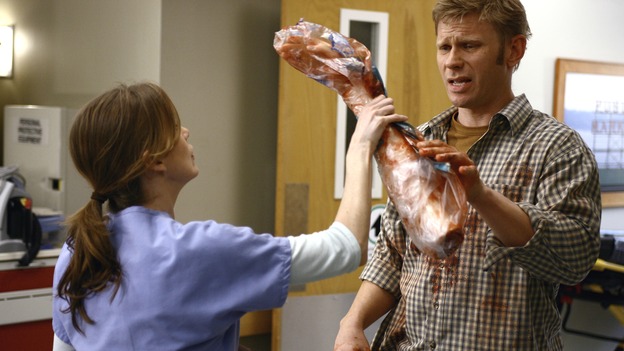 GREY'S ANATOMY - "A Change is Gonna Come" - Having just returned from her honeymoon with Meredith, Cristina searches for Burke, but he's nowhere to be found. Meredith, Cristina, Izzie and Alex spend their first day as residents with their own groups of interns - among the interns are George, repeating his intern year after failing his exams, and Lexie Grey, Meredith's half-sister whom she has never met. Now that Derek's relationship with Meredith has reached an emotional impasse, he looks to his fellow doctors for friendship; Bailey wrestles with her place within the hospital now that her former interns report to new Chief Resident Callie; and Richard resumes his position as Chief of Surgery, on the season premiere of "Grey's Anatomy," THURSDAY, SEPTEMBER 27 (9:00-10:01 p.m., ET) on the ABC Television Network. (ABC/SCOTT GARFIELD)ELLEN POMPEO, MARK PELLEGRINO