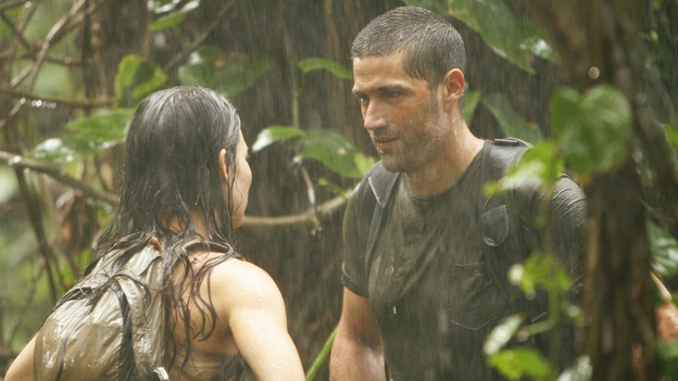 LOST -- "S.O.S." - Rose is surprisingly and vehemently opposed to Bernard's plan to create an S.O.S. signal; romantic sparks are rekindled between Jack and Kate when they trek into the jungle to propose a "trade" with "The Others"; and Locke begins to question his faith in the island, on "Lost," WEDNESDAY, APRIL 12 (9:00-10:01 p.m., ET), on the ABC Television Network. (ABC/MARIO PEREZ)EVANGELINE LILLY, MATTHEW FOX