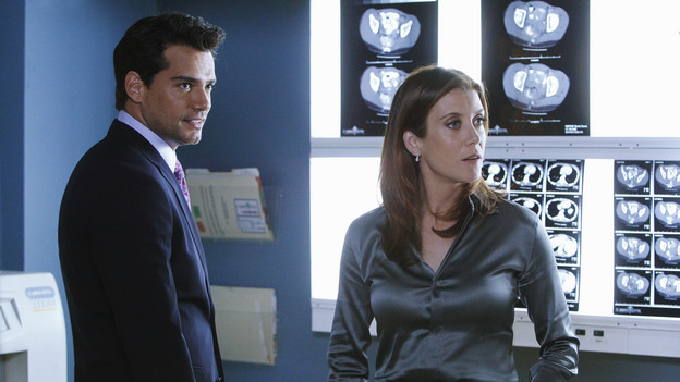 PRIVATE PRACTICE - "If You Don't Know Me By Now" - Addison's mother, Bizzy, aggressively demands her daughter do whatever it takes to save her partner from dying - including working with Dr. Rodriguez once again. Meanwhile Amelia and Pete's medical consultation is complicated when a patient's wife and his mistress disagree on the course of treatment, Charlotte and Cooper try to be intimate with each other again, and Violet considers publishing a personally-revealing book she's written, on "Private Practice," THURSDAY, JANUARY 6 (10:01-11:00 p.m., ET) on the ABC Television Network. (ABC/JORDIN ALTHAUS)CRISTIAN DE LA FUENTE, KATE WALSH