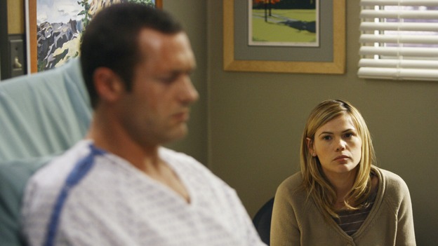 GREY'S ANATOMY - "Piece of My Heart" - Addison returns to Seattle Grace to perform an operation and is taken aback by all of the changes in her old co-workers' lives. Meanwhile Meredith and Derek's clinical trial has its first patient, and Rebecca/Ava returns with shocking news for Alex, on "Grey's Anatomy," THURSDAY, MAY 1 (9:00-10:01 p.m., ET) on the ABC Television Network. (ABC/SCOTT GARFIELD)JASON O'MARA, CLEA DUVALL