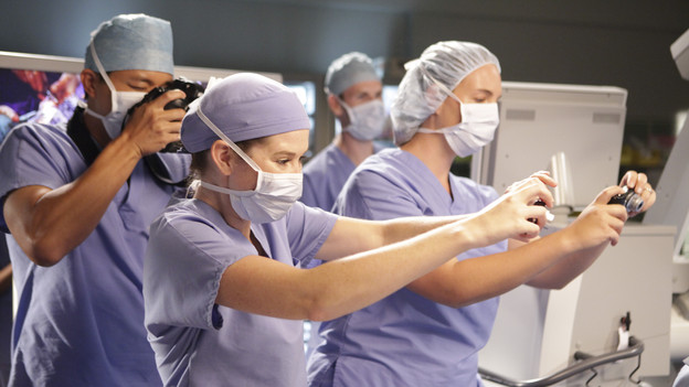 GREY'S ANATOMY - "These Arms of Mine" - A documentary film crew visits the hospital six months after the shooting to document the road to recovery for doctors and patients. The camera lenses follow Derek, Owen, Mark & Callie as they ambitiously perform a rare arm transplant surgery, Meredith helps Cristina put on a brave face for the cameras, and Bailey's patient, Mary, returns for her surgery -- which marks the first time they've all seen of each other since that fateful day -- on "Grey's Anatomy," THURSDAY, OCTOBER 28 (9:00-10:01 p.m., ET) on the ABC Television Network. (ABC/ADAM TAYLOR)SARAH DREW