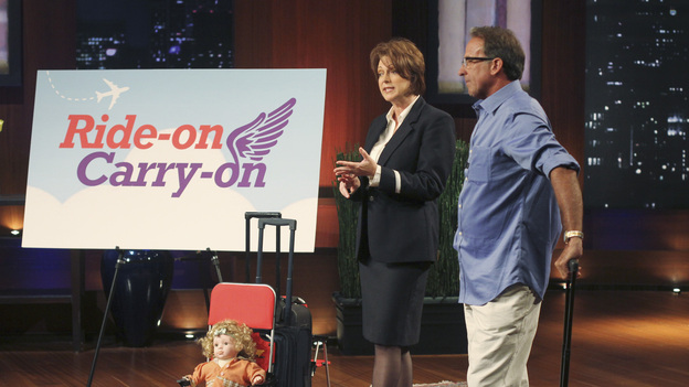 SHARK TANK - "Episode 203" - While successful comedian and businessman Jeff Foxworthy makes his debut as a guest "Shark" investor, Vincent Pastore ("The Sopranos") becomes the first celebrity to pitch a business proposition to the Sharks. He and his New Jersey business partner present a novel idea that could have everyone holding on tighter to their money. Also, a flight attendant and her husband, from Georgia, believe their unique portable child's seat will help make traveling with kids much easier; a duo from Florida believe they have the next big lifestyle clothing brand; an entrepreneur from North Carolina has an emotional attachment to a business his father started before he passed away; and there'll be an update on Tiffany Krumin, the maker of Ava the Elephant, a device that went from a home-made prototype to a mass-produced product sold in retail chains nationwide, on "Shark Tank," FRIDAY, APRIL 8 (8:00-9:00 p.m., ET) on ABC. (ABC/MICHAEL ANSELL)DARRYL AND RANDY LENZ (RIDE-ON CARRY-ON)
