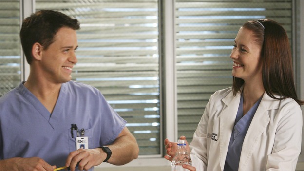 GREY'S ANATOMY - "Here Comes the Flood" - A plumbing leak becomes a deluge and wreaks havoc at Seattle Grace, as the Chief attempts to implement new teaching policies and George tries to retake his residency exam; meanwhile Derek hopes to move the roommates out of Meredith's house, to their surprise, on "Grey's Anatomy," THURSDAY, OCTOBER 9 (9:00-10:01 p.m., ET) on the ABC Television Network. (ABC/DANNY FELD)T.R. KNIGHT, CHYLER LEIGH
