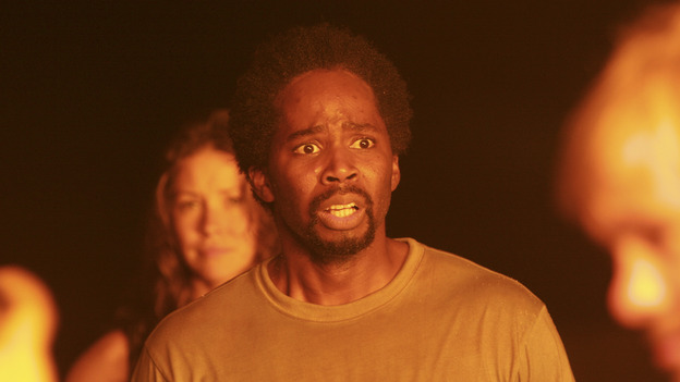 LOST - "...In Translation" - When the raft the survivors have been building mysteriously burns down, Michael is convinced that Jin is responsible for the sabotage, which only further escalates their rivalry. Meanwhile, Sun stuns her fellow survivors with a surprising revelation, and Boone gives Sayid a warning about Shannon, on "Lost," WEDNESDAY, FEBRUARY 23 (8:00-9:01 p.m., ET), on the ABC Television Network. (ABC/MARIO PEREZ) EVANGELINE LILLY, HAROLD PERRINEAU