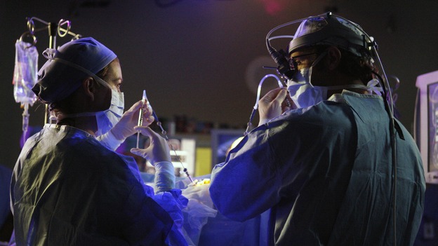 GREY'S ANATOMY - "The Becoming" - The nurses' objections to McSteamy's trysts lead to the instating of a new "date and tell" policy. Meanwhile news of Burke's latest career achievements force Cristina to face her feelings for her ex, Meredith and Derek admit a veteran soldier into their clinical trial, and Callie turns to Sloan in her time of need, on "Grey's Anatomy," THURSDAY, MAY 8 (9:00-10:02 p.m., ET) on the ABC Television Network.  (ABC/VIVIAN ZINK)ELLEN POMPEO, PATRICK DEMPSEY