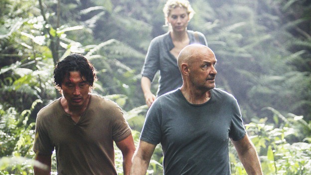 LOST -  "This Place is Death" - Jin, Juliet and Locke journey through the jungle to the Orchid in the hopes of stopping the island's increasingly violent shifts through time, on "Lost," WEDNESDAY, FEBRUARY 11 (9:00-10:02 p.m., ET) on the ABC Television Network.  (ABC/MARIO PEREZ) DANIEL DAE KIM, ELIZABETH MITCHELL, TERRY O'QUINN