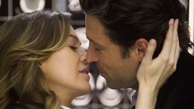 GREY'S ANATOMY - "Elevator Love Letter" - Derek proposes to Meredith, on "Grey's Anatomy," THURSDAY, MARCH 26 (9:00-10:02 p.m., ET) on the ABC Television Network. (ABC/RANDY HOLMES) ELLEN POMPEO, PATRICK DEMPSEY