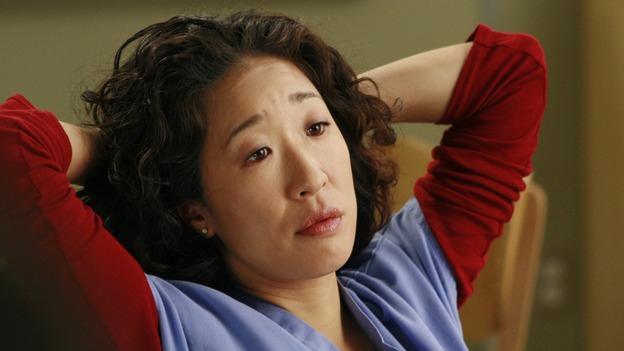 GREY'S ANATOMY - "Haunt You Every Day" - It's Halloween, and the day is full of surprises for the doctors of Seattle Grace - Alex receives an unexpected and welcome visit from his former patient, Ava/Rebecca, Meredith is convinced that her mother's ashes are haunting her, Cristina is snubbed by a surgeon she admires, and Callie announces George and Izzie's affair to their fellow doctors, on "Grey's Anatomy," THURSDAY, OCTOBER 25 (9:00-10:02 p.m., ET) on the ABC Television Network. (ABC/RON TOM)SANDRA OH