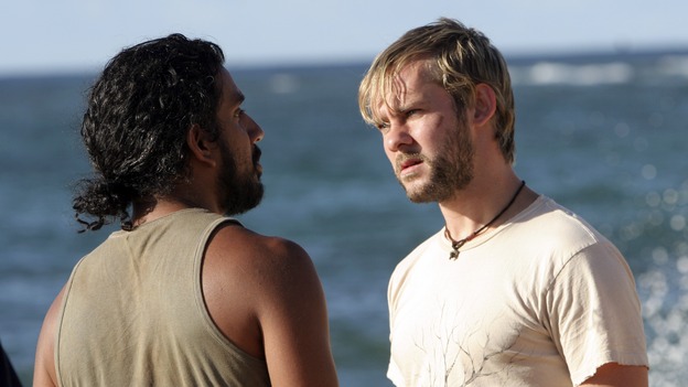 LOST -- "Live Together, Die Alone" - After discovering something odd just offshore, Jack and Sayid come up with a plan to confront "The Others" and hopefully get Walt back. Meanwhile, Eko and Locke come to blows as Locke makes a potentially cataclysmic decision regarding the "button" and the hatch, on the season finale of "Lost," WEDNESDAY, MAY 24 (9:00-11:00 p.m., ET), on the ABC Television Network. (ABC/MARIO PEREZ)NAVEEN ANDREWS, DOMINIC MONAGHAN