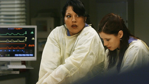 GREY'S ANATOMY - "Now or Never" - Drs. Callie Torres and Lexie Grey work on patient "John Doe," on "Grey's Anatomy," THURSDAY, MAY 14 (9:00-11:00 p.m., ET) on the ABC Television Network. SARA RAMIREZ, CHYLER LEIGH