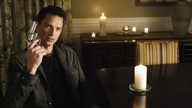 DESPERATE HOUSEWIVES - "A Little Night Music" - Angie comes face to face with her ex, Patrick Logan (John Barrowman), after years on the run, SUNDAY, MAY 2 (9:00-10:01 p.m., ET) on ABC's "Desperate Housewives." Meanwhile, Gaby and Susan plan an elaborate scheme against their husbands, Lynette sees a darker side of Eddie, and Bree meets a woman who knows Sam all too well. (ABC/RON TOM) JOHN BARROWMAN