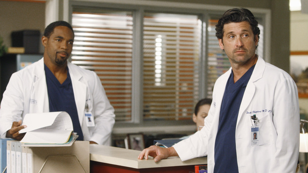 GREY'S ANATOMY - "What Is It About Men" - The doctors of Seattle Grace are called upon to man up when a stampede at a comic book convention causes an influx of colorful characters in the ER&Ntilde;blurring the lines of fantasy and reality; Mark shows his softer side with baby Sofia when Arizona and Callie go out of town, but at work he continues to give Jackson a hard time; Ben returns to the ER, only to find that Nurse Eli has moved in on Bailey; and the male doctors bond over their frustrations with women, on a special all-boys episode of "Grey's Anatomy," THURSDAY, OCTOBER 6 (9:00-10:02 p.m., ET) on the ABC Television Network. (ABC/VIVIAN ZINK)JASON GEORGE, PATRICK DEMPSEY