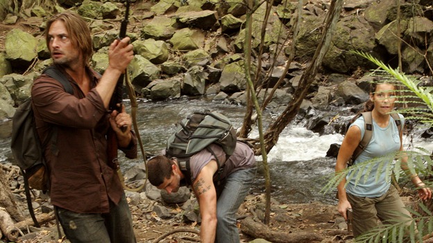 LOST -- "Live Together, Die Alone" - After discovering something odd just offshore, Jack and Sayid come up with a plan to confront "The Others" and hopefully get Walt back. Meanwhile, Eko and Locke come to blows as Locke makes a potentially cataclysmic decision regarding the "button" and the hatch, on the season finale of "Lost," WEDNESDAY, MAY 24 (9:00-11:00 p.m., ET), on the ABC Television Network. (ABC/MARIO PEREZ)JORGE GARCIA, JOSH HOLLOWAY, MATTHEW FOX, OTHER, EVANGELINE LILY