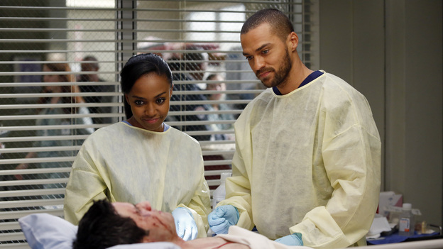 GREY'S ANATOMY - "Things We Said Today" - Bailey puts her wedding day on hold and continues her efforts to save Adele's life, Cristina and Owen remain undecided about their pending divorce, while Arizona and Callie try to get their spark back. Meanwhile, the hospital becomes inundated with a group of bikers after a horrible accident, on "Grey's Anatomy," THURSDAY, JANUARY 10 (9:00-10:02 p.m., ET) on the ABC Television Network. (ABC/KELSEY MCNEAL)RICHARD KAHAN, JERRIKA HINTON, JESSE WILLIAMS