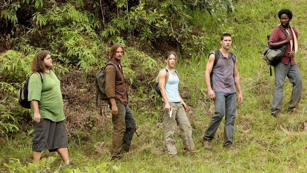 LOST -- "Live Together, Die Alone" - After discovering something odd just offshore, Jack and Sayid come up with a plan to confront "The Others" and hopefully get Walt back. Meanwhile, Eko and Locke come to blows as Locke makes a potentially cataclysmic decision regarding the "button" and the hatch, on the season finale of "Lost," WEDNESDAY, MAY 24 (9:00-11:00 p.m., ET), on the ABC Television Network. (ABC/MARIO PEREZ)JORGE GARCIA, JOSH HOLLOWAY, EVANGELINE LILY, MATTHEW FOX, HAROLD PERRINEAU