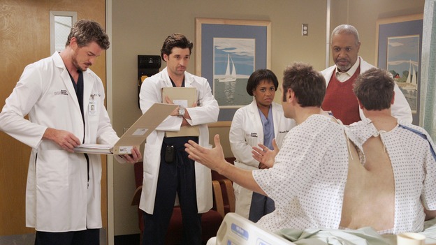 GREY'S ANATOMY - "Don't Stand So Close to Me" - Recent events strain Burke and Cristina's relationship, Meredith's half-sister, Molly, is admitted to the hospital, and Mark and Sloan must work together when two close-knit brothers seek medical help, on "Grey's Anatomy," THURSDAY, NOVEMBER 30 (9:00-10:01 p.m., ET) on the ABC Television Network. (ABC/VIVIAN ZINK)ERIC DANE, PATRICK DEMPSEY, CHANDRA WILSON, RANDY SKLAR, JAMES PICKENS, JR., JASON SKLAR