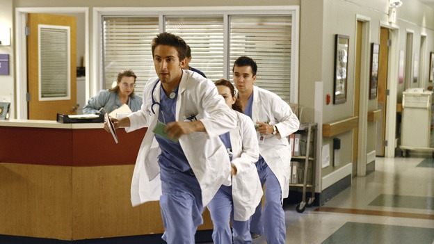 GREY'S ANATOMY - "A Change is Gonna Come" - Having just returned from her honeymoon with Meredith, Cristina searches for Burke, but he's nowhere to be found. Meredith, Cristina, Izzie and Alex spend their first day as residents with their own groups of interns - among the interns are George, repeating his intern year after failing his exams, and Lexie Grey, Meredith's half-sister whom she has never met. Now that Derek's relationship with Meredith has reached an emotional impasse, he looks to his fellow doctors for friendship; Bailey wrestles with her place within the hospital now that her former interns report to new Chief Resident Callie; and Richard resumes his position as Chief of Surgery, on the season premiere of "Grey's Anatomy," THURSDAY, SEPTEMBER 27 (9:00-10:01 p.m., ET) on the ABC Television Network. (ABC/SCOTT GARFIELD)RICHARD KEITH, GLORIA GARAYUA, WINSTON STORY