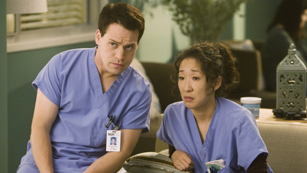 GREY'S ANATOMY - "Brave New World" - Cristina introduces George to the strange world of Dermatology, on "Grey's Anatomy," THURSDAY, OCTOBER 16 (9:00-10:01 p.m., ET) on the ABC Television Network. (ABC/RANDY HOLMES) T.R. KNIGHT, SANDRA OH