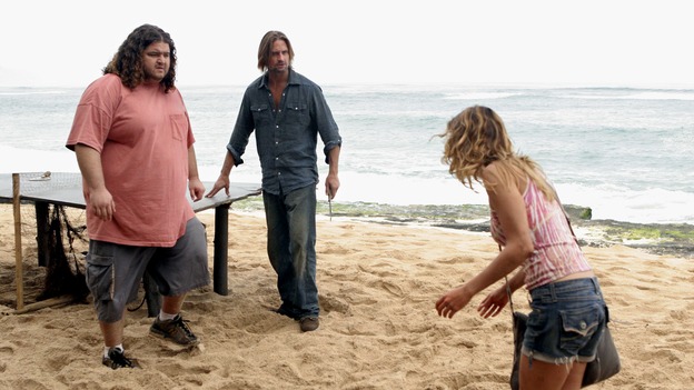 LOST - "Expos" - Hurley begins to suspect that Sawyer may be involved in an island mystery surrounding two fellow survivors, and Sun learns the truth about her past kidnapping attempt by "The Others," on "Lost," WEDNESDAY, MARCH 28 (10:00-11:00 p.m., ET), on the ABC Television Network. (ABC/MARIO PEREZ)JORGE GARCIA, JOSH HOLLOWAY, KIELE SANCHEZ