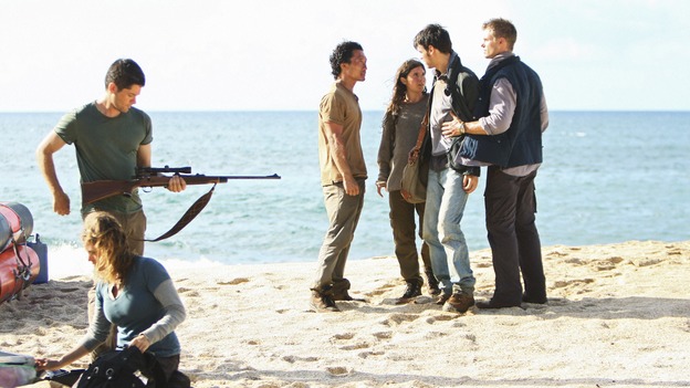 LOST -  "This Place is Death" - Jin returns to the island after being rescued by a young Danielle Rousseau and her team of French scientists, on "Lost," WEDNESDAY, FEBRUARY 11 (9:00-10:02 p.m., ET) on the ABC Television Network.  (ABC/MARIO PEREZ) BRUNO BRUNI, ALEXANDRA TOBAS, DANIEL DAE KIM, MELISSA FARMAN, GUILLAME DUBINPONS, MARC MENARD