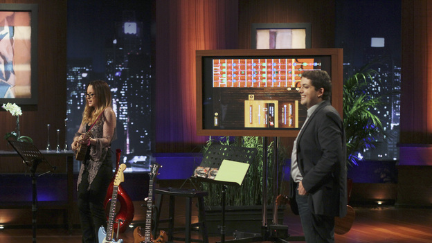 SHARK TANK - "Episode 309" - Indie-pop & singer-songwriter Ingrid Michaelson joins an entrepreneur from Marina del Rey, CA to pitch his high-tech music software product. A couple from Oldsmar, FL learns the hard way they have just one chance to convince the Sharks to invest in their instant solution for cellulite-free looking skin. Also: An entrepreneur from San Diego, CA pitches his unique sales distribution method for his stand-up paddle board company to the Sharks. A wine server from Fort Collins, CO has created an aerating device that could revolutionize the way wine is sold. Plus, there's a follow-up on Fullerton, CA's Rick Hopper and his invention, Readerest, a magnetic clip that secures eyeglasses -- and which Lori Greiner invested in during Season 3 -- on "Shark Tank," FRIDAY, MARCH 16 (8:00-9:00 p.m., ET) on the ABC Television Network. (ABC/MICHAEL ANSELL)AVIV GRILL-CHILDERS (MISO MEDIA)