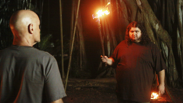 LOST - "Everybody Loves Hugo" - Hurley agonizes over what the group should do next, and Locke is curious about the new arrival to his camp, on "Lost," TUESDAY, APRIL 13 (9:00-10:02 p.m., ET) on the ABC Television Network. (ABC/MARIO PEREZ) TERRY O'QUINN, JORGE GARCIA