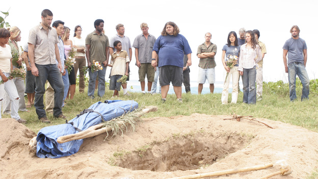 LOST - "The Greater Good" - After burying one of their own, tempers flare as the castaways' suspicions of each other grow, on "Lost,"&nbsp;THURSDAY, MAY 4 on the ABC&nbsp;Television Network. (ABC/MARIO PEREZ) DOMINIC MONAGHAN MATTHEW FOX, DANIEL DAE KIM, HAROLD PERRINEAU, MALCOLM DAVID KELLEY, JORGE GARCIA, YUNJIN KIM, EVANGELINE LILLY, JOSH HOLLOWAY