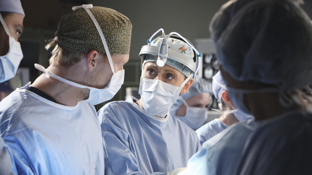 GREY'S ANATOMY - "Song Beneath the Song" - In a series first, the music that has been at the heart of the show and been beloved by fans comes to life for Grey's Anatomy: The Music Event. A cataclysmic event rattles the doctors of Seattle Grace to the core, as Callie, on the verge of an enormous life-changing moment with Arizona, envisions her hospital and friends as it has never-been-seen before. "Chasing Cars" (Snow Patrol), "How to Save a Life" (The Fray) and "The Story" (Brandi Carlile) are among the songs performed by the cast in one of the most special hours of "Greys Anatomy" yet, THURSDAY, MARCH 31 (9:00-10:01 p.m., ET) on the ABC Television Network. (ABC/DANNY FELD)KEVIN MCKIDD, KIM RAVER