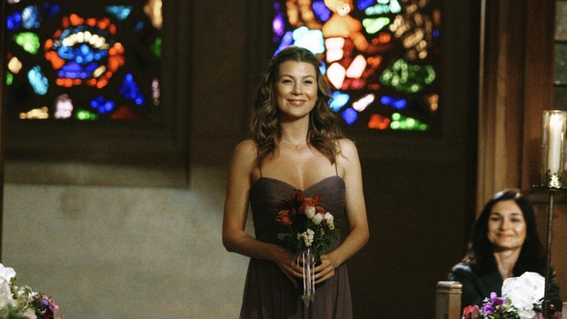 GREY'S ANATOMY - "What a Difference a Day Makes" - Meredith walks down the aisle in Izzie and Alex's wedding, on&nbsp;"Grey's Anatomy,"&nbsp; THURSDAY, MAY 7 (9:00-10:02 p.m., ET) on the ABC Television Network. ELLEN POMPEO