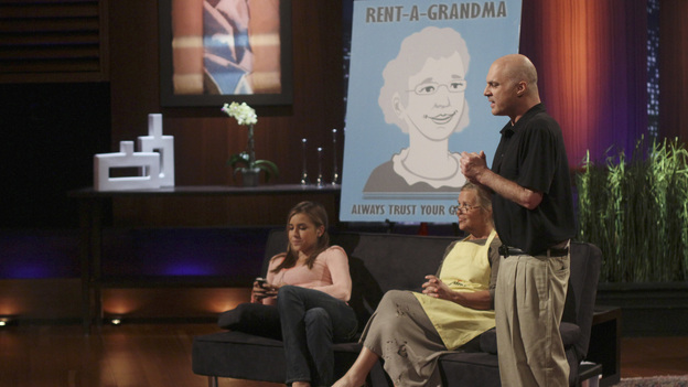 SHARK TANK - "Episode 306" - It becomes obvious to the Sharks that three ice cream makers from Old Lyme, CT don't have much money sense when pitching their beer-infused flavored ice cream. A man from Englewood, CO brings his dog along to demonstrate how his pre-packaged meals for pets work. It gets loud when two women from Los Angeles, CA hope the Sharks will gear up to make a deal with their line of protective safety wear for motorcycle enthusiasts. A young, street-smart entrepreneur from Venice, CA wants the Sharks to go into his clothing business that allows people to digitally put images on any garment, turning it into wearable art. Also, a follow-up on Randy & Darryl Lanz from Peachtree City, Georgia and their Ride On Carry On luggage attachment, which Barbara invested in during Season 2, on "Shark Tank," FRIDAY, MARCH 23 (8:00-9:01 p.m., ET) on the ABC Television Network. (ABC/MICHAEL ANSELL)TODD COLBY PLISS (RENT-A-GRANDMA)