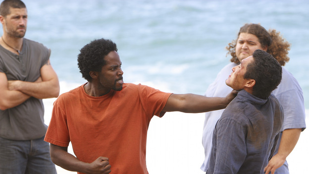 LOST - "...In Translation" - When the raft the survivors have been building mysteriously burns down, Michael is convinced that Jin is responsible for the sabotage, which only further escalates their rivalry. Meanwhile, Sun stuns her fellow survivors with a surprising revelation, and Boone gives Sayid a warning about Shannon, on "Lost," WEDNESDAY, FEBRUARY 23 (8:00-9:01 p.m., ET), on the ABC Television Network. MATTHEW FOX, HAROLD PERRINEAU, JORGE GARCIA, DANIEL DAE KIM