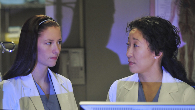 GREY'S ANATOMY- "Here Comes the Flood" - Cristina and Lexie look at a patient's test results, on "Grey's Anatomy," THURSDAY, OCTOBER 9 (9:00-10:01 p.m., ET) on the ABC Television Network. (ABC/ERIC McCANDLESS) PATRICK DEMPSEY, CHYLER LEIGH, SANDRA OH