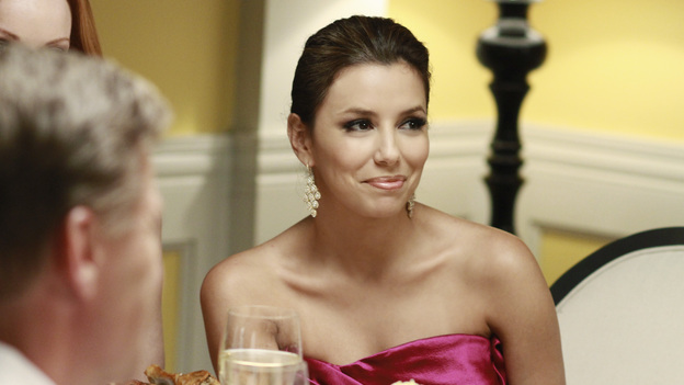 DESPERATE HOUSEWIVES - "And Lots of Security..." / "Come on Over for Dinner" - A progressive dinner party thrown for Susan to celebrate her move back onto the lane leads to a shocking murder. Meanwhile, Gaby is stunned to learn the identity of the mysterious man who has been stalking her; Lynette and Tom attempt to put the spark back into their marriage by spending a few days alone together at a romantic B&B; after being placed under arrest for allegedly poisoning Paul, Susan must convince the police that she was being framed for the deed by Felicia; Bree begins to suspect that her new boyfriend may be gay; and Renee is devastated when she learns that her ex-husband is getting re-married, on the two-hour Season Finale of "Desperate Housewives," SUNDAY, MAY 15 (9:00-11:00 p.m., ET) on the ABC Television Network. (ABC/RON TOM)EVA LONGORIA