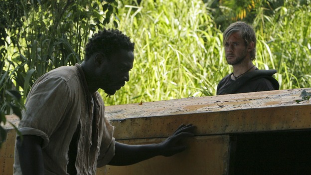 LOST - "The 23rd Psalm" - Mr. Eko interrogates Charlie about the Virgin Mary statue, Claire begins to lose faith in Charlie when she discovers his secret, and Jack is an interested observer when Kate gives the recovering Sawyer a much-needed haircut, on "Lost," WEDNESDAY, JANUARY 11 (9:00-10:00 p.m., ET), on the ABC Television Network. (ABC/MARIO PEREZ) ADEWALE AKINNUOYE-AGBAJE, DOMINIC MONAGHAN