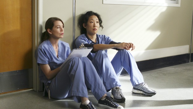 GREY'S ANATOMY - "Wishin' and Hopin'" - The race for the Chief's position is on, as the doctors compete for Richard's affections, a surgical patient endangers the lives of those around her, and Meredith's Alzheimer's-stricken mother, Ellis, experiences a change in her medical condition, on "Grey's Anatomy," THURSDAY, FEBRUARY 1 (9:00-10:01 p.m., ET) on the ABC Television Network. (ABC/MICHAEL DESMOND)ELLEN POMPEO, SANDRA OH