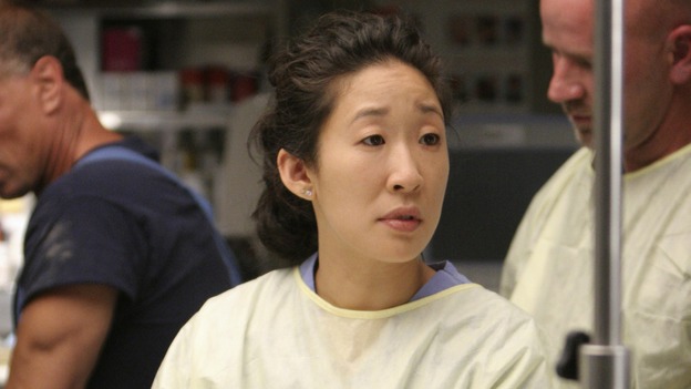 GREY'S ANATOMY - "Freedom" - On the two-hour season finale of "Grey's Anatomy," Meredith and Derek have one last shot at a successful outcome in their clinical trial, as the other surgeons work together to free a boy from a hardening block of cement. Meanwhile, Izzie helps Alex care for an ailing Rebecca, and Lexie discovers critical information about George's intern status, on "Grey's Anatomy," THURSDAY, MAY 22 (9:00-11:00 p.m., ET) on the ABC Television Network. (ABC/MICHAEL DESMOND)JAMES IMMEKUS, SANDRA OH