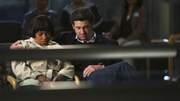GREY'S ANATOMY - "Forever Young" - The ER is filled with teenagers after a schoolbus crash, Bailey treats a patient who was her high school crush, Derek goes out on a date with a fellow doctor, and Thatcher enters the ER looking for Meredith, on "Grey's Anatomy," THURSDAY, NOVEMBER 15 (9:00-10:02 p.m., ET) on the ABC Television Network. (ABC/RICHARD CARTWRIGHT)CHANDRA WILSON, PATRICK DEMPSEY