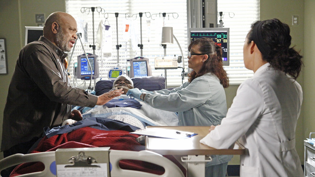 GREY'S ANATOMY - "One Step Too Far" - Derek encourages a hesitant Meredith to work with him again in neurology; Jackson's mother, Catherine Avery, returns to Seattle Grace with a urology fellow and develops an interest in Richard; and Cristina becomes increasingly suspicious of Owen's every move. Meanwhile, Alex tries to deny the fact that Morgan may be falling for him, on "Grey's Anatomy," THURSDAY, MARCH 15 (9:00-10:02 p.m., ET) on the ABC Television Network. (ABC/VIVIAN ZINK)JAMES AVERY, SANDRA OH