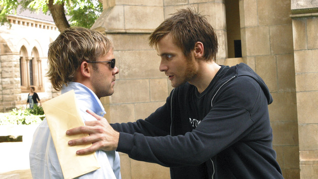 LOST - "The Moth" - Charlie begins a painful journey of withdrawal from drugs, surprisingly aided by Locke, whose true motive for helping Charlie is a mystery. Meanwhile, survivors struggle to find and free Jack when he's buried alive in a cave collapse, and someone might be secretly thwarting Sayid, Kate, and Boone when they enact a plan to find the source of the French transmission, on "Lost," WEDNESDAY, NOVEMBER 3 (8:00-9:00 p.m., ET), on the ABC Television Network. (ABC/MARIO PEREZ) DOMINIC MONAGHAN, NEIL HOPKINS